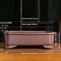 Purple sand rectangular manger bonsai pot with corner-cutting detail in antique classical style