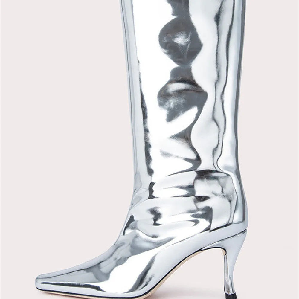 New style square head cowboy boots for women in microfiber, black colour, low heel, western style