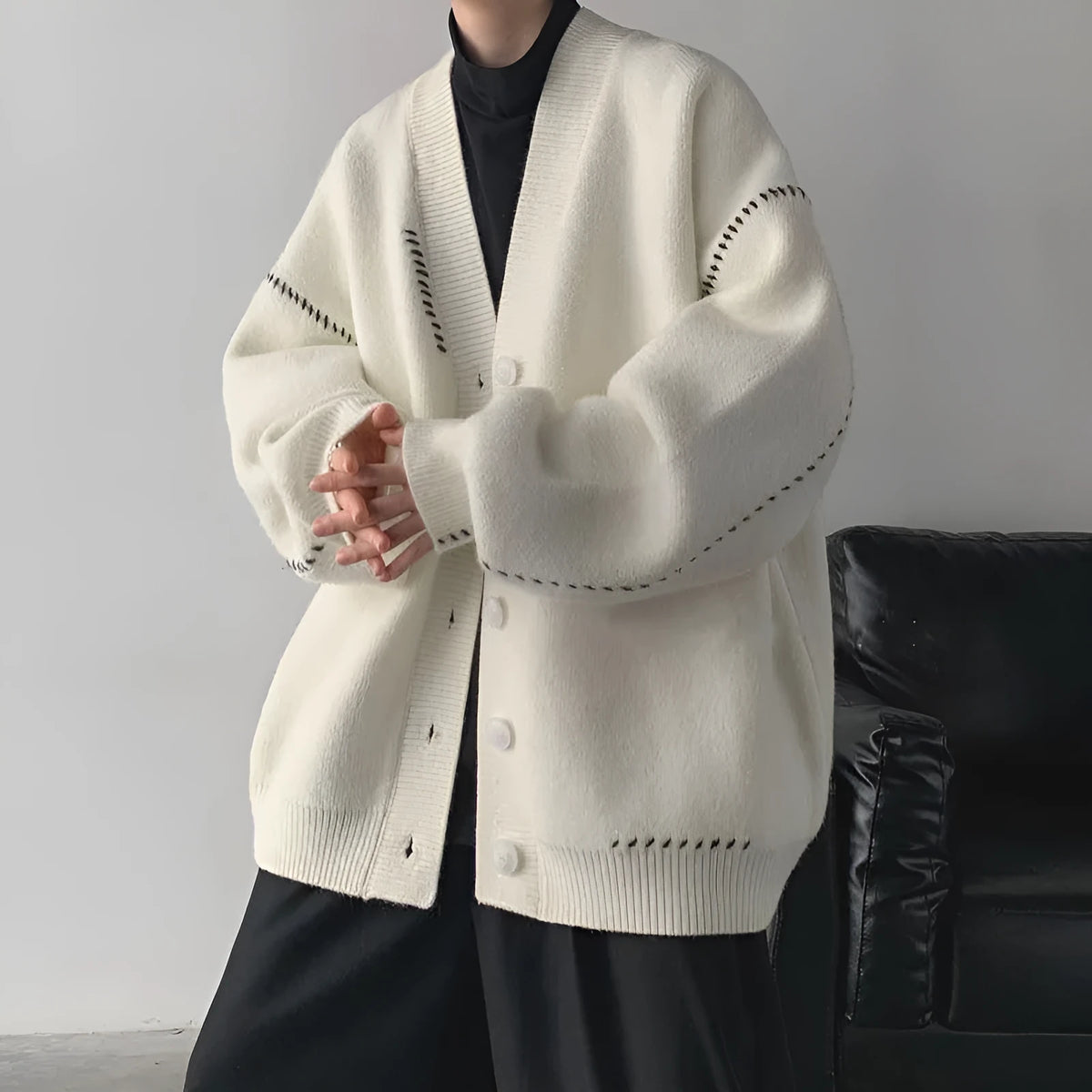 Women's Knitted Cardigan Top Coat Solid Colour Polyester Long Sleeve Loose Fit Free Size White Black Casual Wardrobe Essential for Everyday Layering