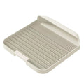 Large square black cat litter pedal with slanted mouth design and textured surface