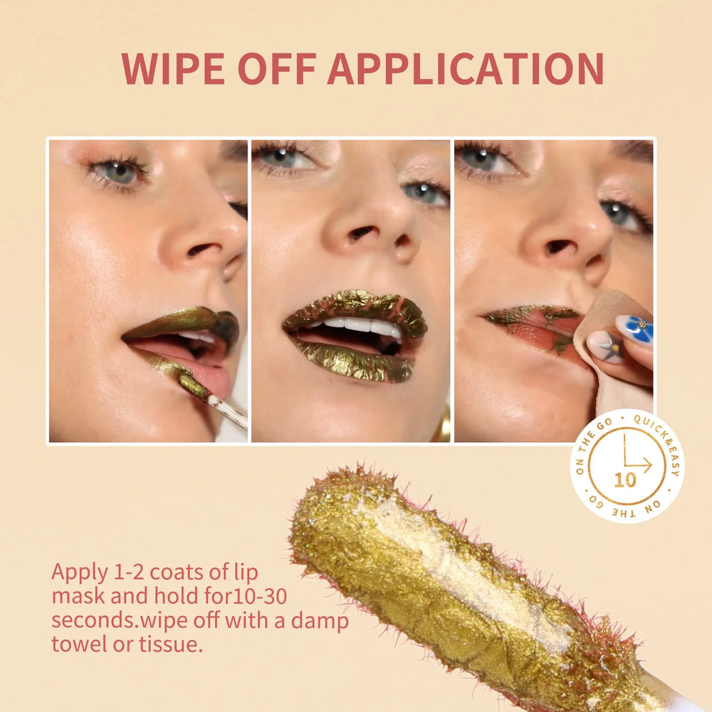 24k gold waterproof lip balm with tear-and-pull applicator in four shades 01Adore 02Lovely 03Hayley 04Whimsical