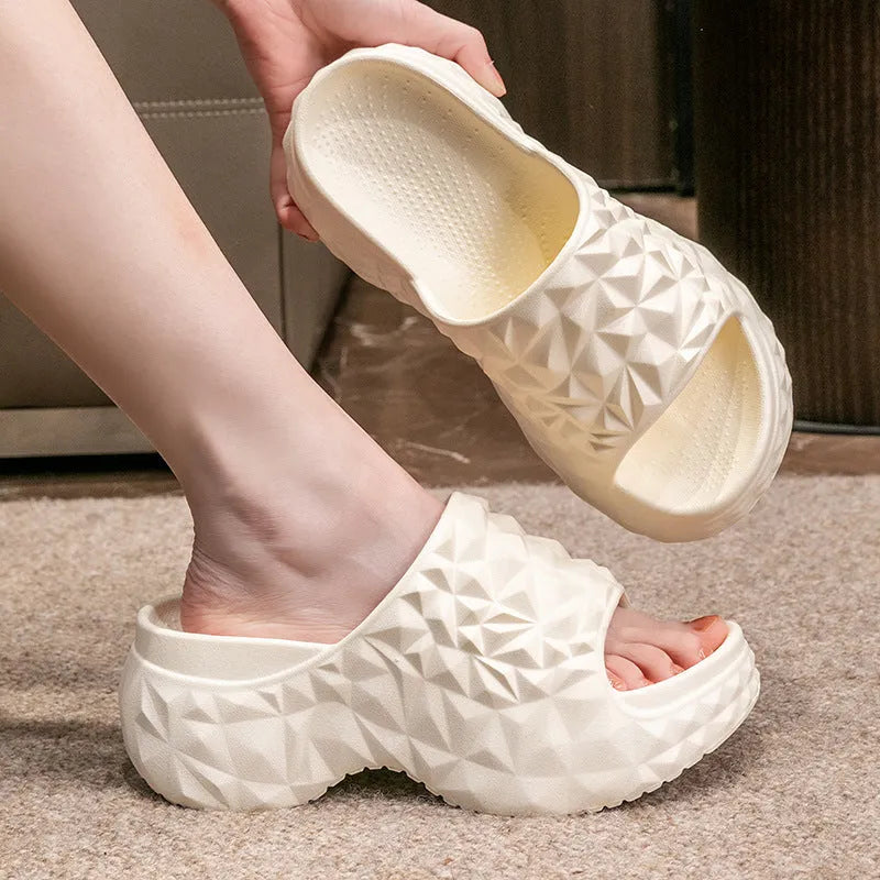 Women's Eva high heel slippers with thick sole in khaki, black or white colour options