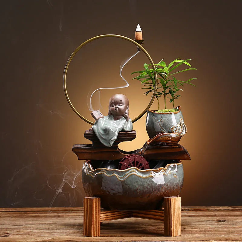 Small ceramic self-circulating fish tank for desktop, sitting colour style