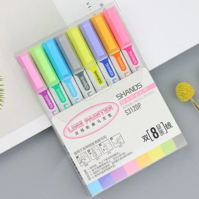 Flash Color acrylic fine line painter pens in an 8-piece and 12-piece set for art and craft.
