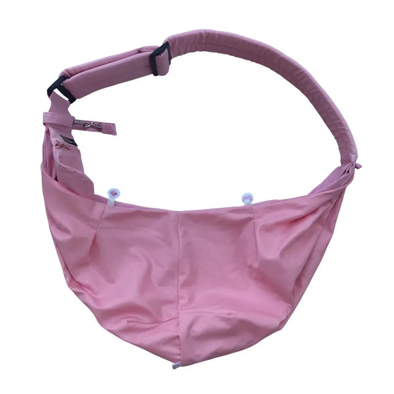 Foldable canvas pet messenger bag in solid colour with crossbody strap and phone holder