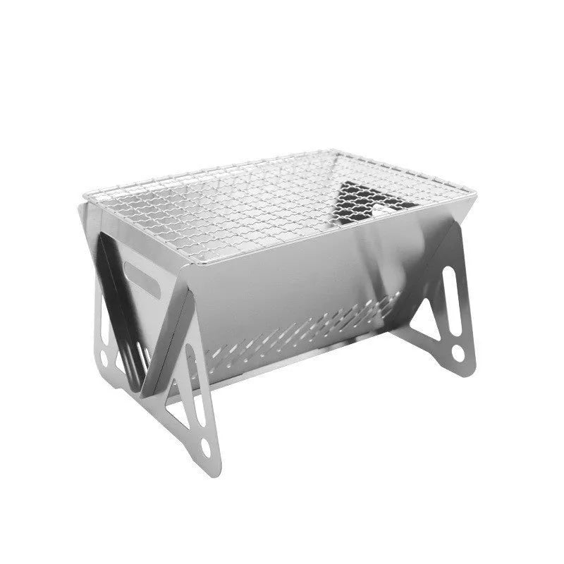 Folding stainless steel outdoor barbecue oven with large grill for 1-2 people