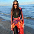 Women's conservative style polyester swimsuit three-piece set in colour 427Style
