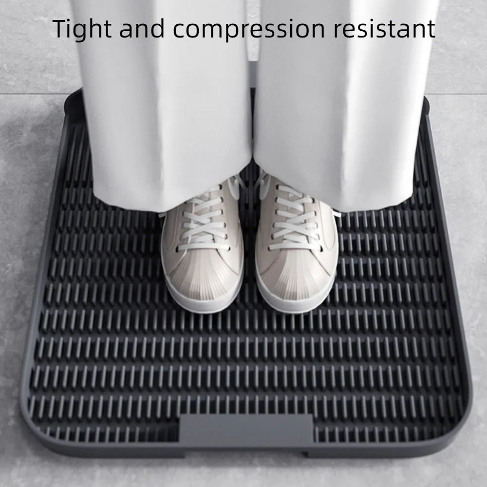 Large square black cat litter pedal with slanted mouth design and textured surface