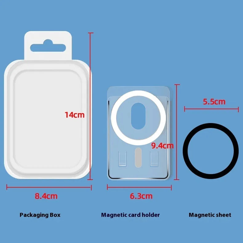 Transparent PC magnetic phone card holder with frosted style showing a card inserted