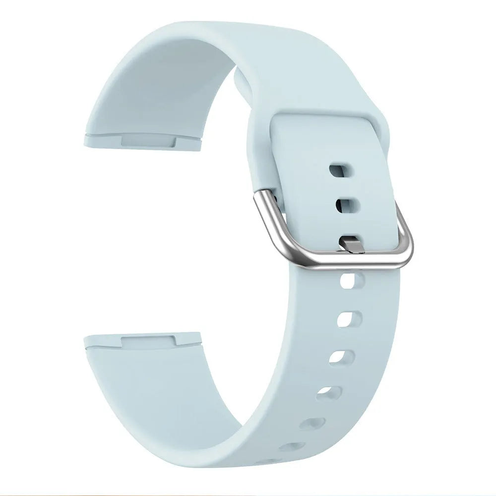 Solid colour silicone strap with silver buckle for Fitbit Versa 3 and Sense 2 watches