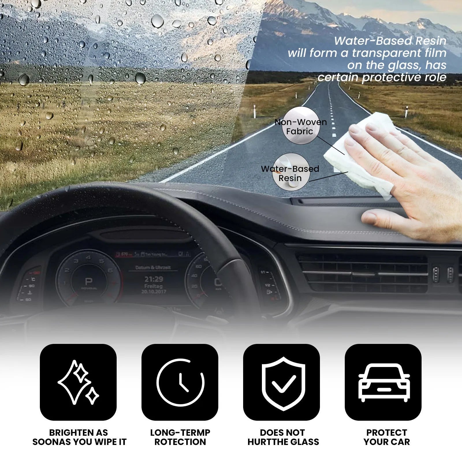 40-pack car anti-fog rain wipes for vehicle windscreens measuring 18x8x3cm
