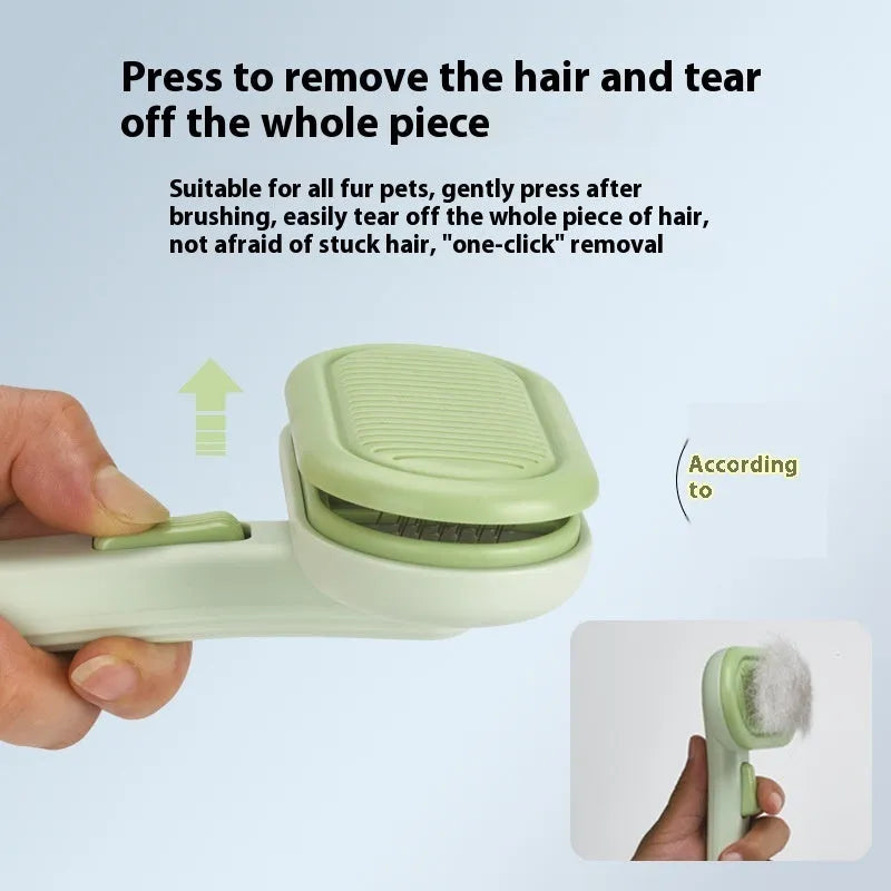 Large pet grooming comb with one-click shaver and floating knot untying features in light grey colour