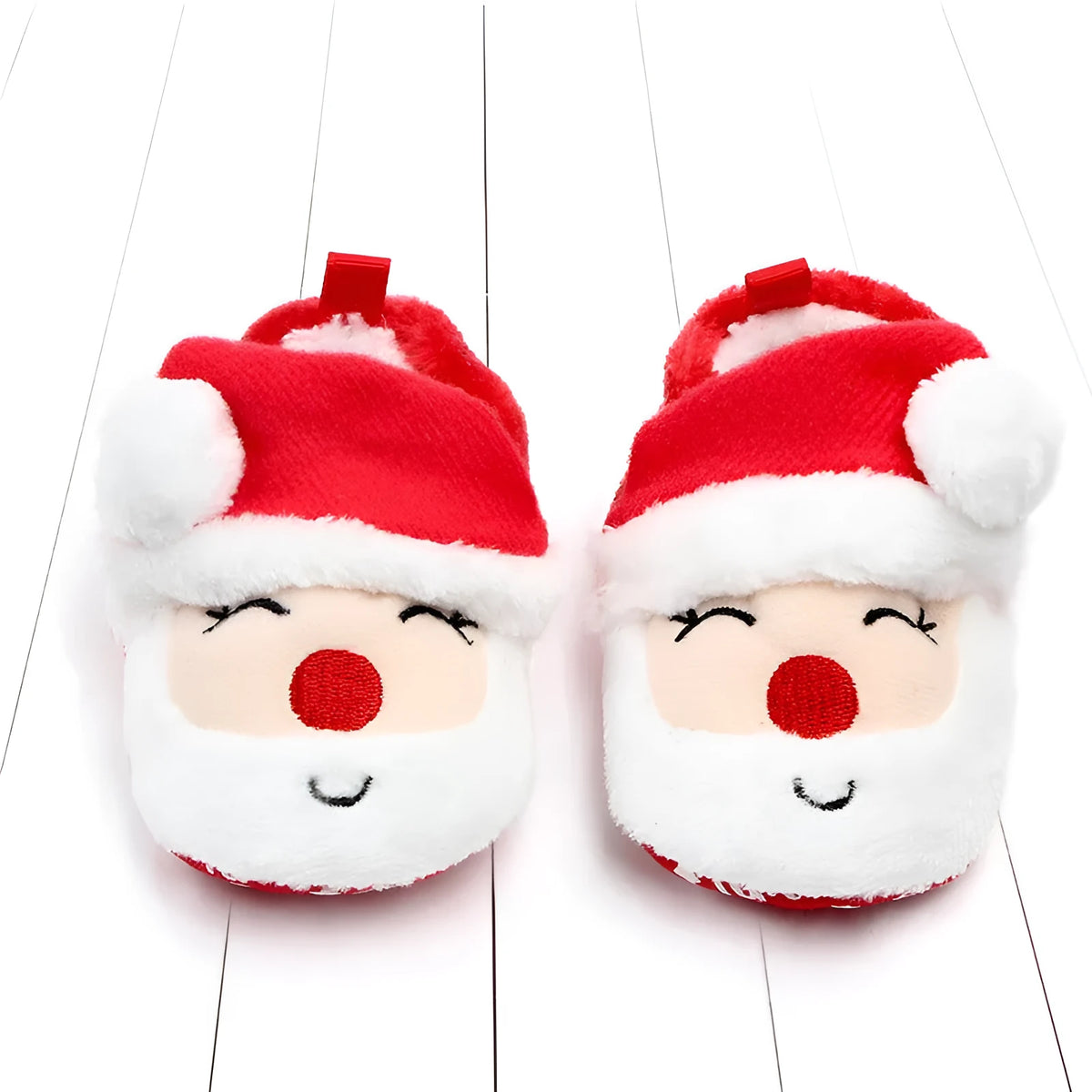 Christmas toddler shoes in Santa Claus colour – low top coral fleece with non-slip sole