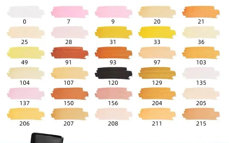 Set of double-headed alcohol oily colour markers with round and inclined nibs for professional art and design work.