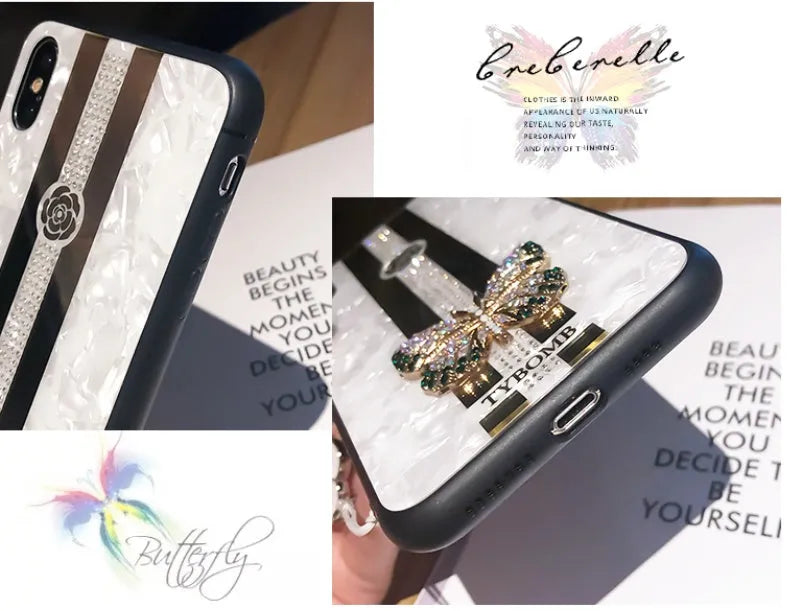 Luxury diamond butterfly mirror iPhone case in acrylic for Apple iPhone models