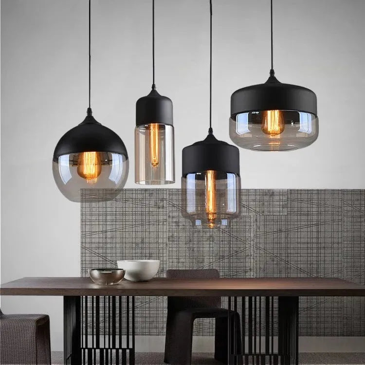 Industrial glass chandelier LED ceiling light 240V American style with button switch