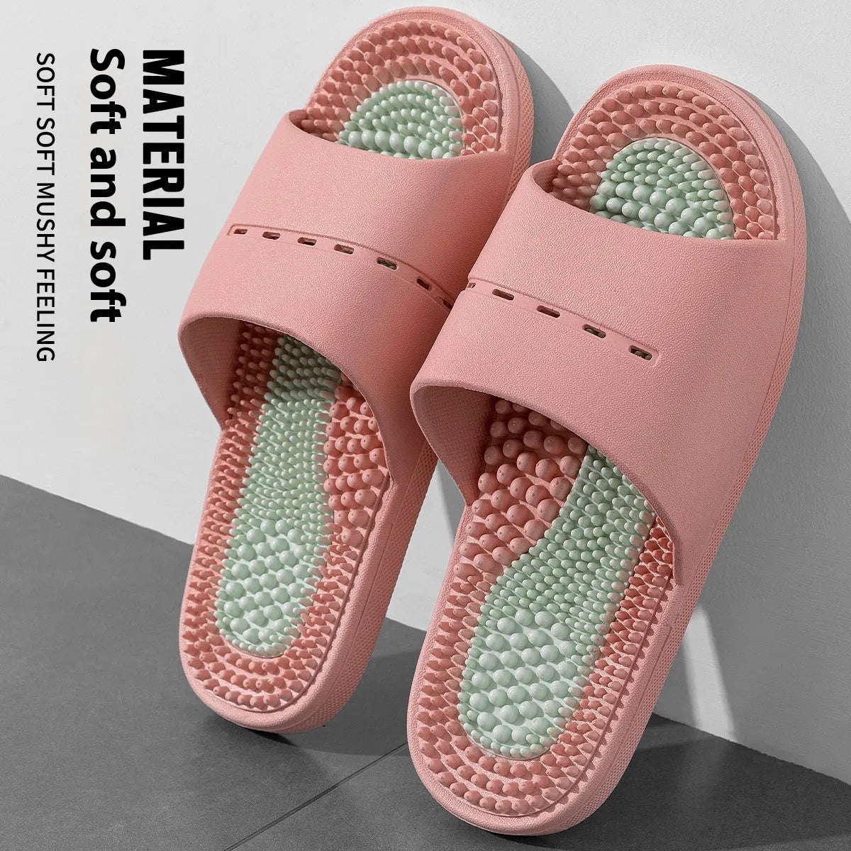 Non-slip ball massage sandals with grape particle texture, PVC upper and sole, available in multiple colours