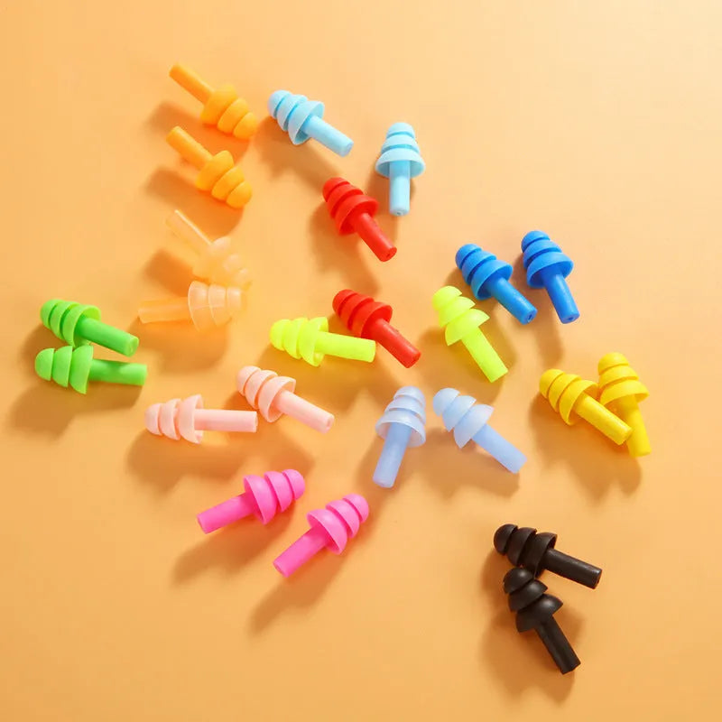 Silicone noise reduction waterproof earplugs in black, reusable in-ear sleep and swimming plugs