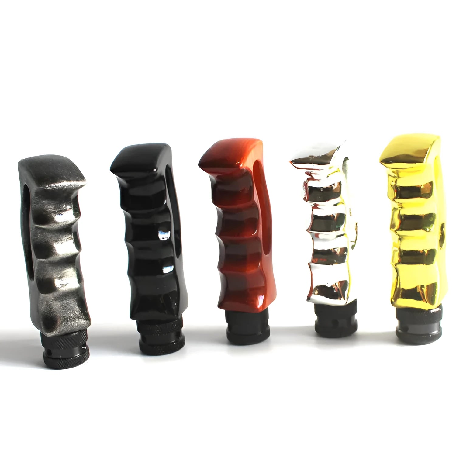 Knife handle shaped car gear shift knob in black resin and imitation metal with screws and sleeve