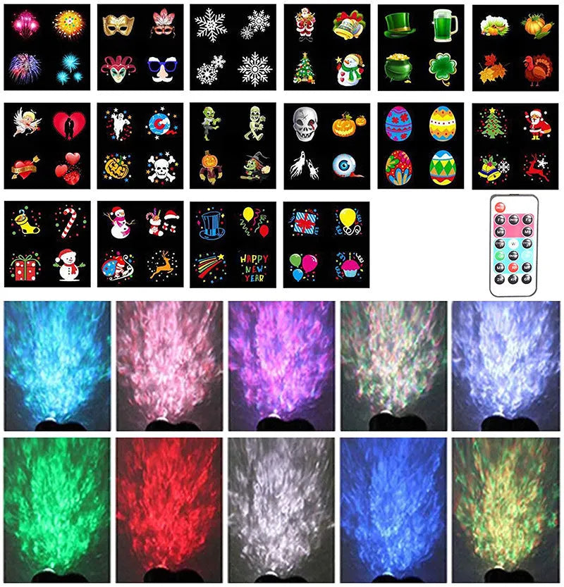 Outdoor waterproof double tube animated watermark light projecting water patterns onto a garden wall