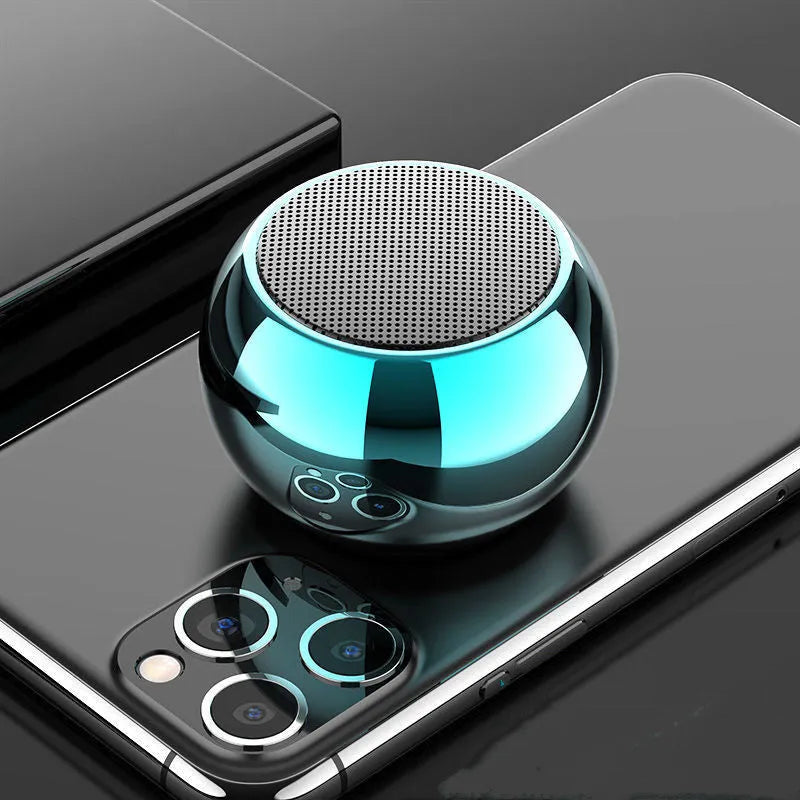 Mini portable metal Bluetooth speaker in gradient blue with compact 31mm x 50mm dimensions