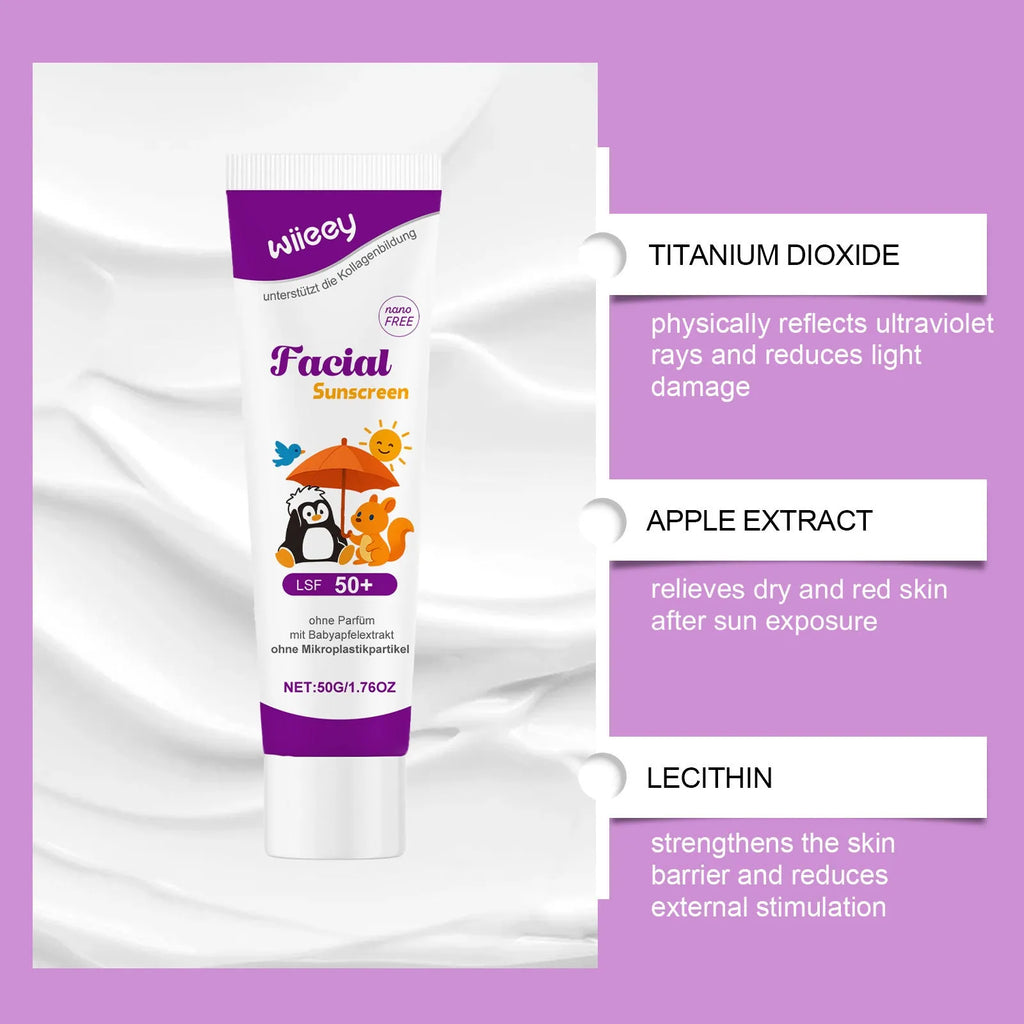 50g summer sunscreen cream tube with broad-spectrum UV protection ingredients