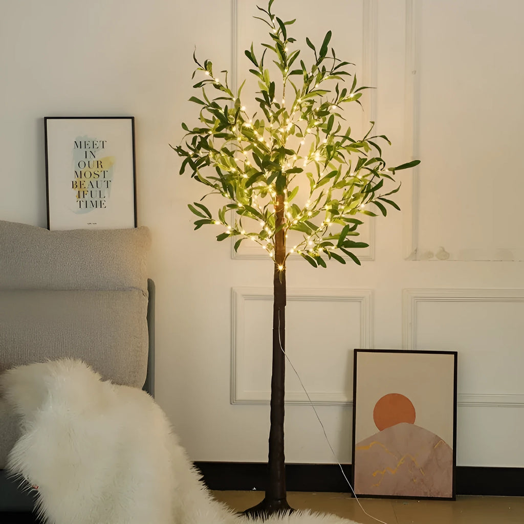 1.8m artificial olive tree with 210 warm USB lights for outdoor courtyard decoration