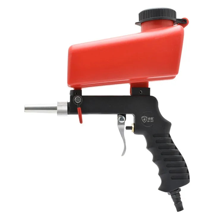 Portable black pneumatic sandblasting gun with 21-litre tank and 6.5mm nozzle for surface treatment