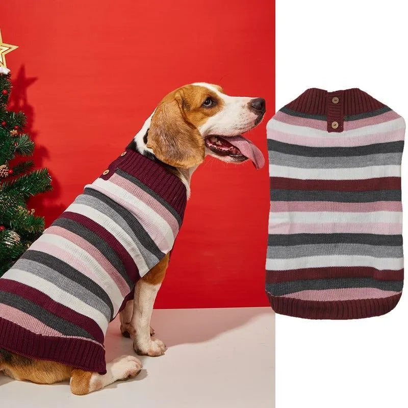 Small medium dog sweater with horizontal zipper and button pocket in contrast colours