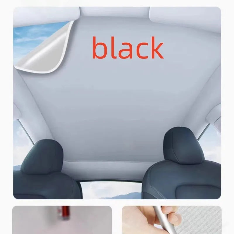Silicone electrostatic adsorption car sunshade with plaid pattern in black or original car colour
