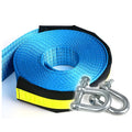 Blue polyester elastic tow rope with hook fixers, 5 metres long, 8 ton break strength for car towing