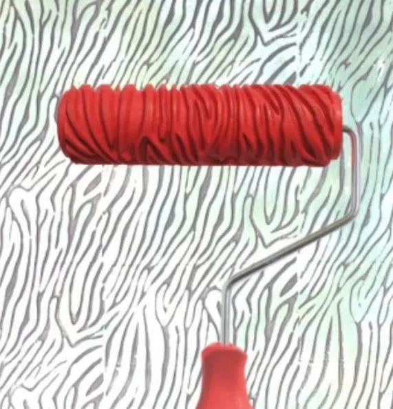Red 7 inch patterned paint embossing roller for textured wall designs
