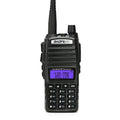 BF-UV82 8W walkie talkie black with antenna and display front view