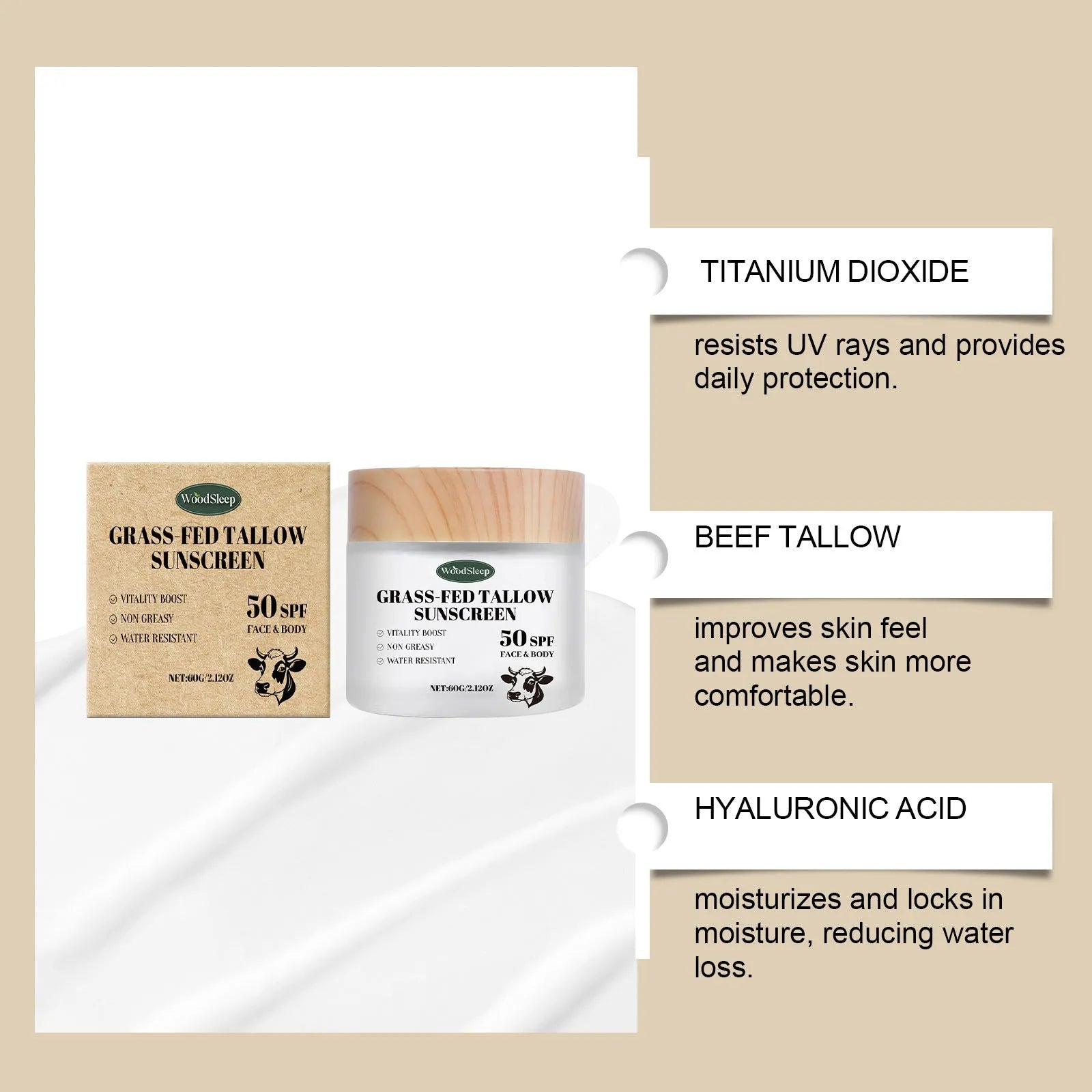 Butter moisturising protective cream in 60g size with hyaluronic acid and shea butter