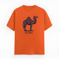 Orange cotton loose-fit t-shirt with round neck and short sleeves for men and women