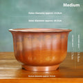 Antique carved purple sand ceramic flower pot with wood burning pattern for indoor plants