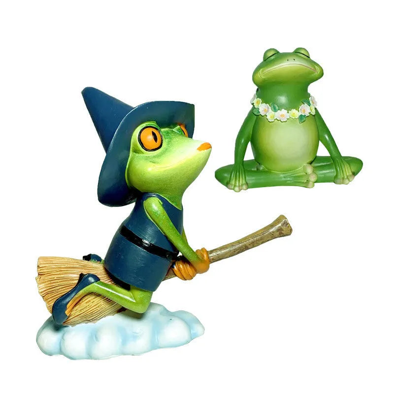 European-style Magic Yoga Frog home decoration in RDW123 colour, made from plastic and resin.