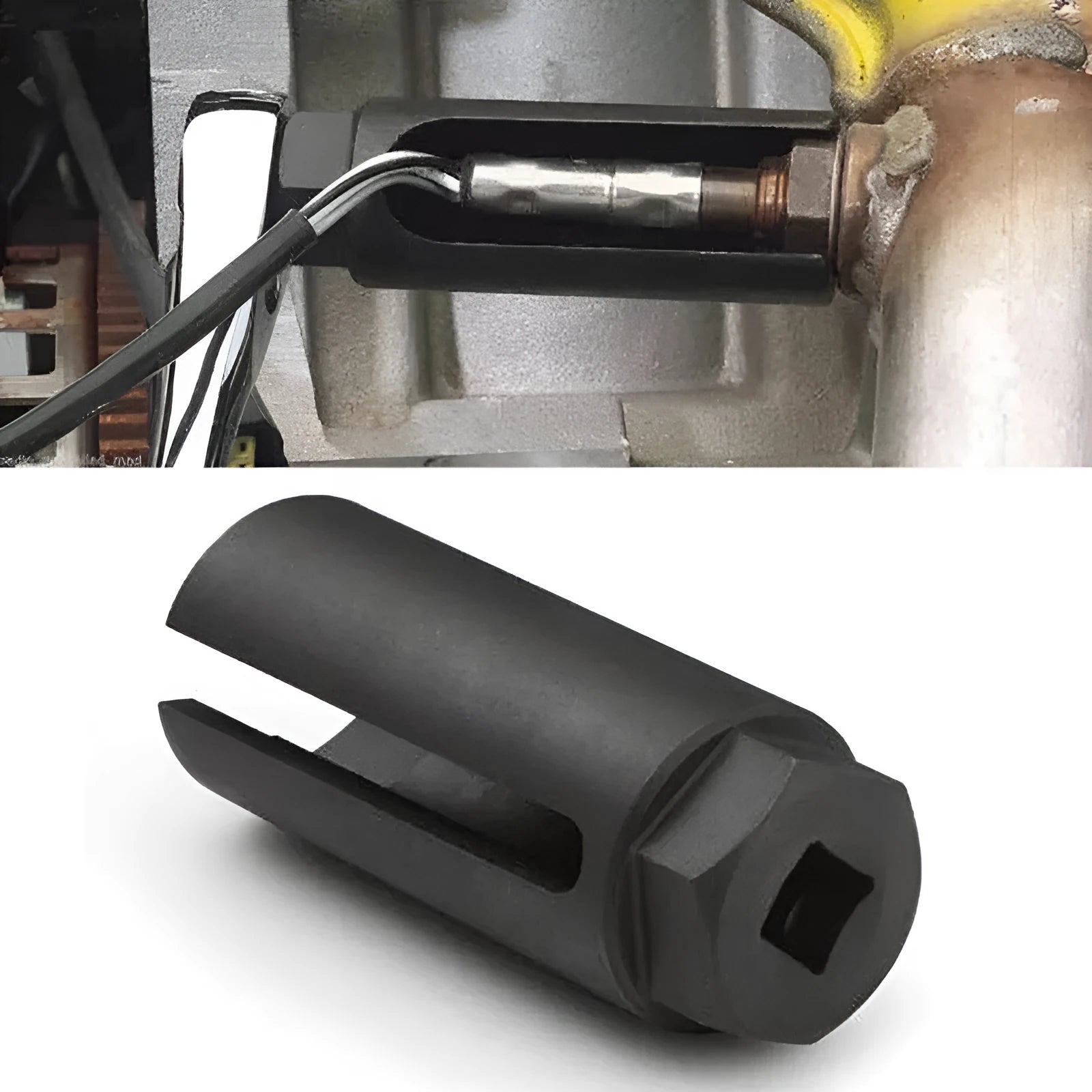 Black chromium vanadium steel 22mm oxygen sensor removal socket sleeve tool
