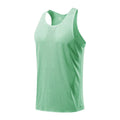 Men's solid colour sleeveless sports vest in polyester fabric on a plain background