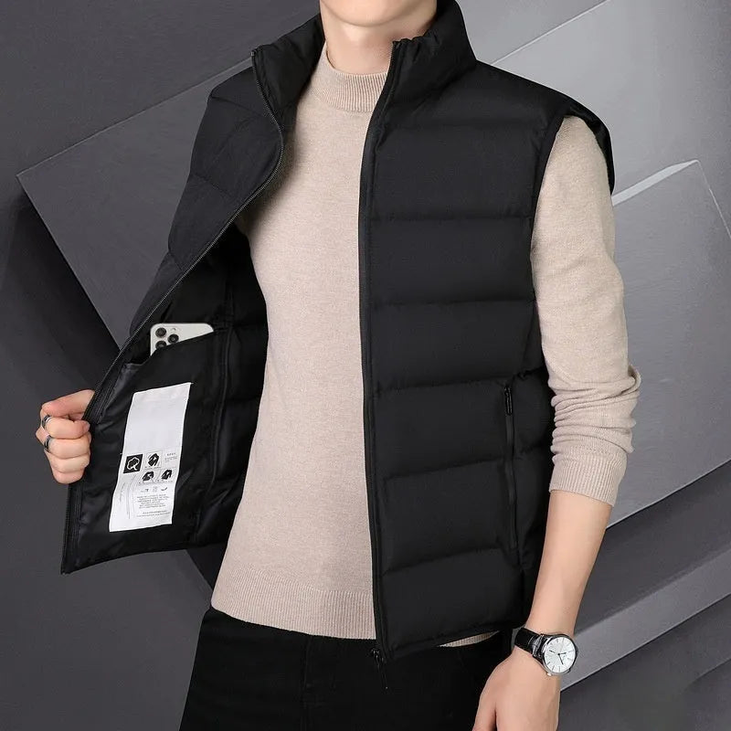 Men's slim fit warm sports down jacket in khaki colour, available in multiple sizes