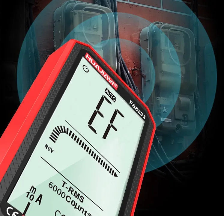 Handheld black or red digital multimeter with large screen display for electrical testing