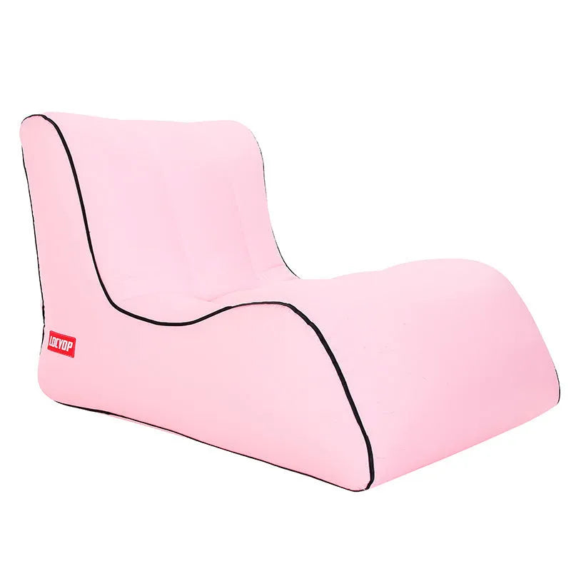 Air sofa outdoor portable single inflatable bed in green, 200kg load capacity, 210T nylon