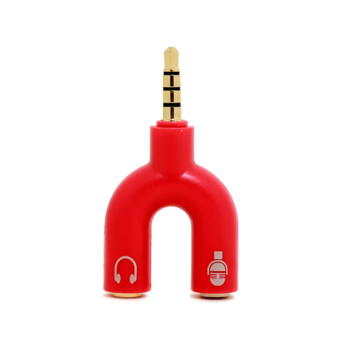 3.5mm audio splitter adapter with gold-plated connections in six colour options