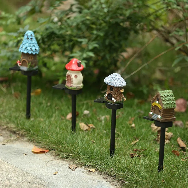 Outdoor waterproof flower-shaped solar LED light for garden resin houses with IP55 rating