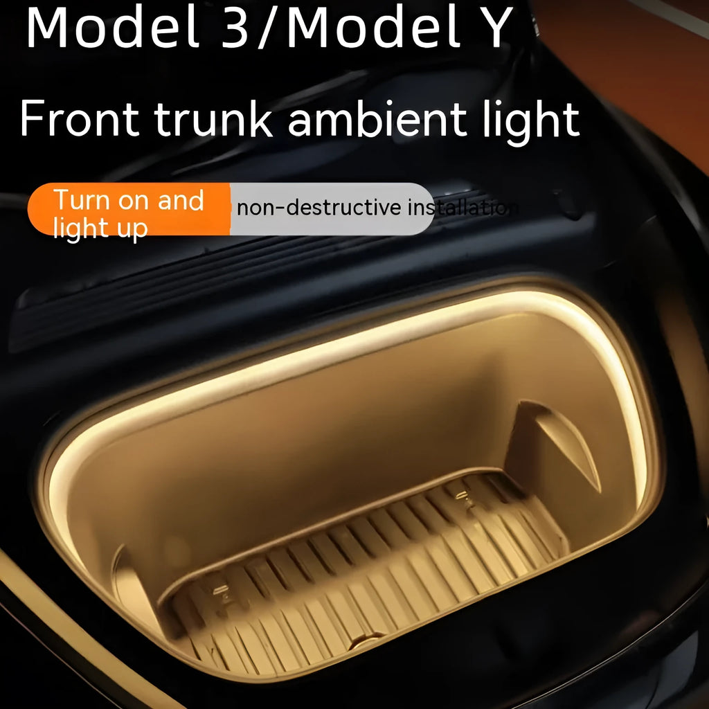 Tesla Model 3 Y front dashboard ambience light modification in soft silicone housing