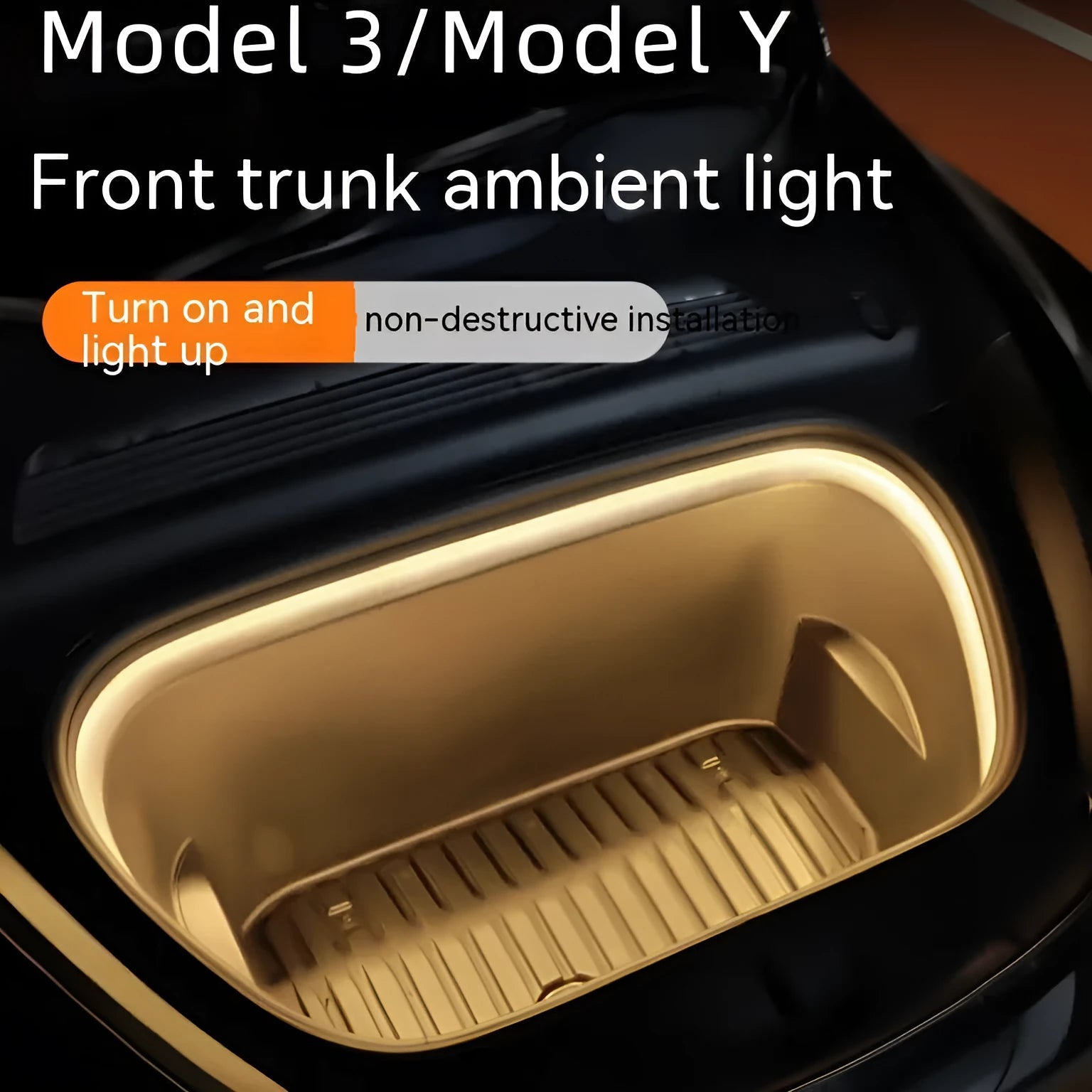 Tesla Model 3 Y front dashboard ambience light modification in soft silicone housing