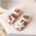 Girls sandals with carrot rabbit animal pattern, Velcro fastening, artificial leather upper in milky white