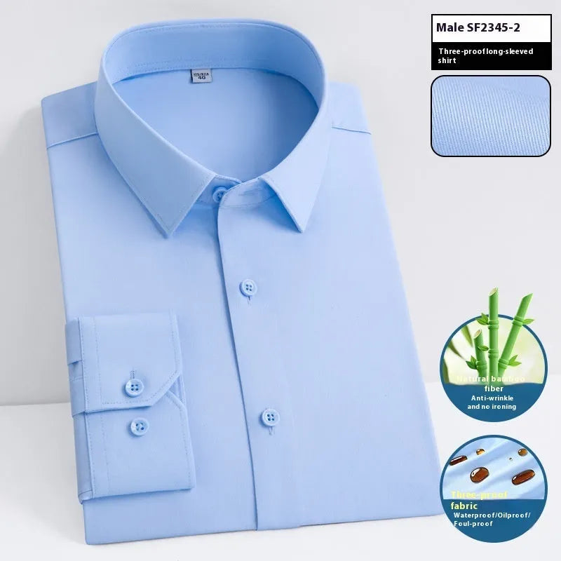Men's bamboo fibre business shirt with square collar in slim fit waterproof formal wear