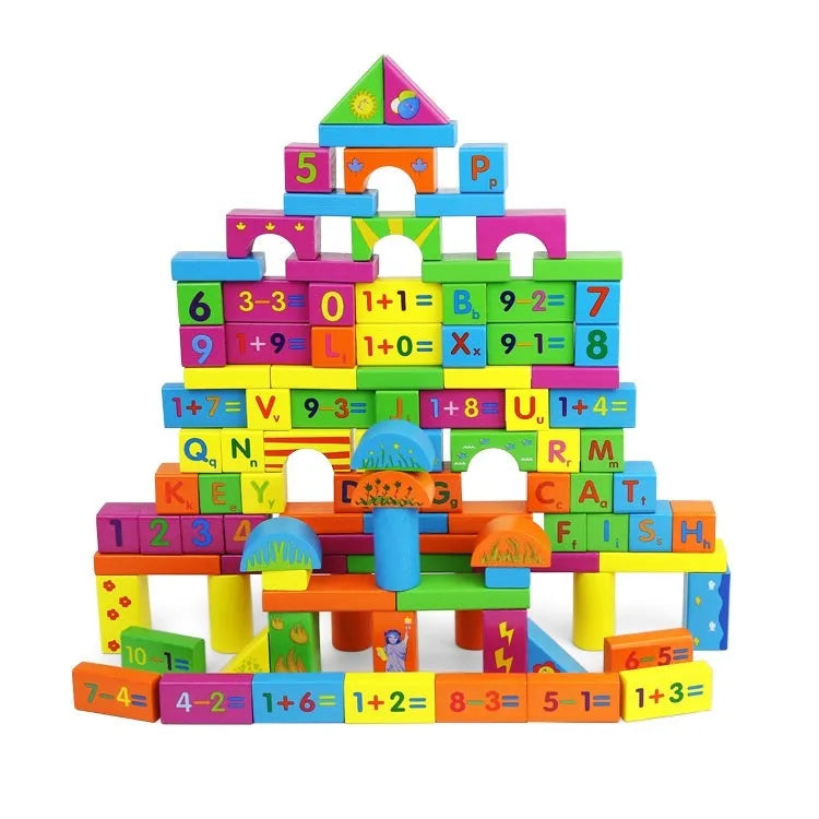 Large wooden assembled building blocks toy in barrel packing for infant aged 0-3 years
