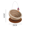 Large integrated cat scratching post and flannel-lined basin bed in starlight sisal nest colour